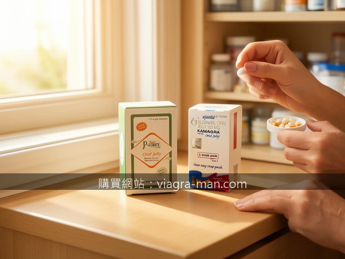 Lifestyle product photography. Place the Super P-Force Oral Jelly and Kamagra Or